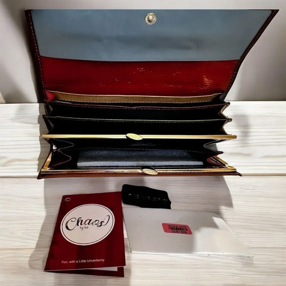 Chaos Patchwork Bohemian Leather Wallet Credit Card Coin Holder Multi Slot